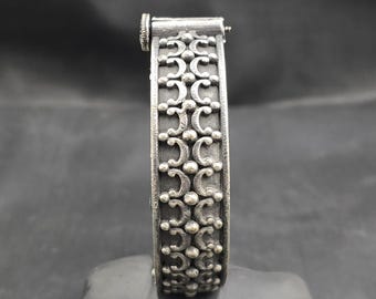 Handmade Carved Tibetan Silver Bangle Bracelet
