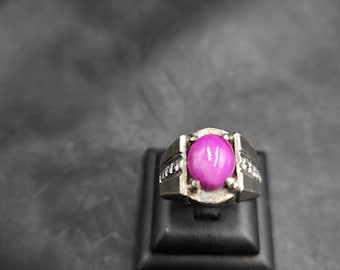 Handmade Silver Star Ruby Ring: Vintage Gemstone, Size 11