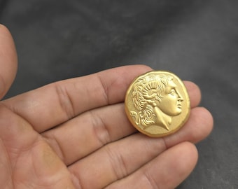 Ancient Greek Empire Coin: Authentic Gold on Silver