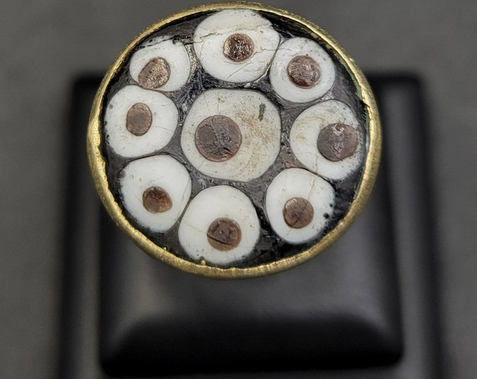Rare Shiva Goat 9 Eyes Protection Gabree Ancient Stone Antique Ring