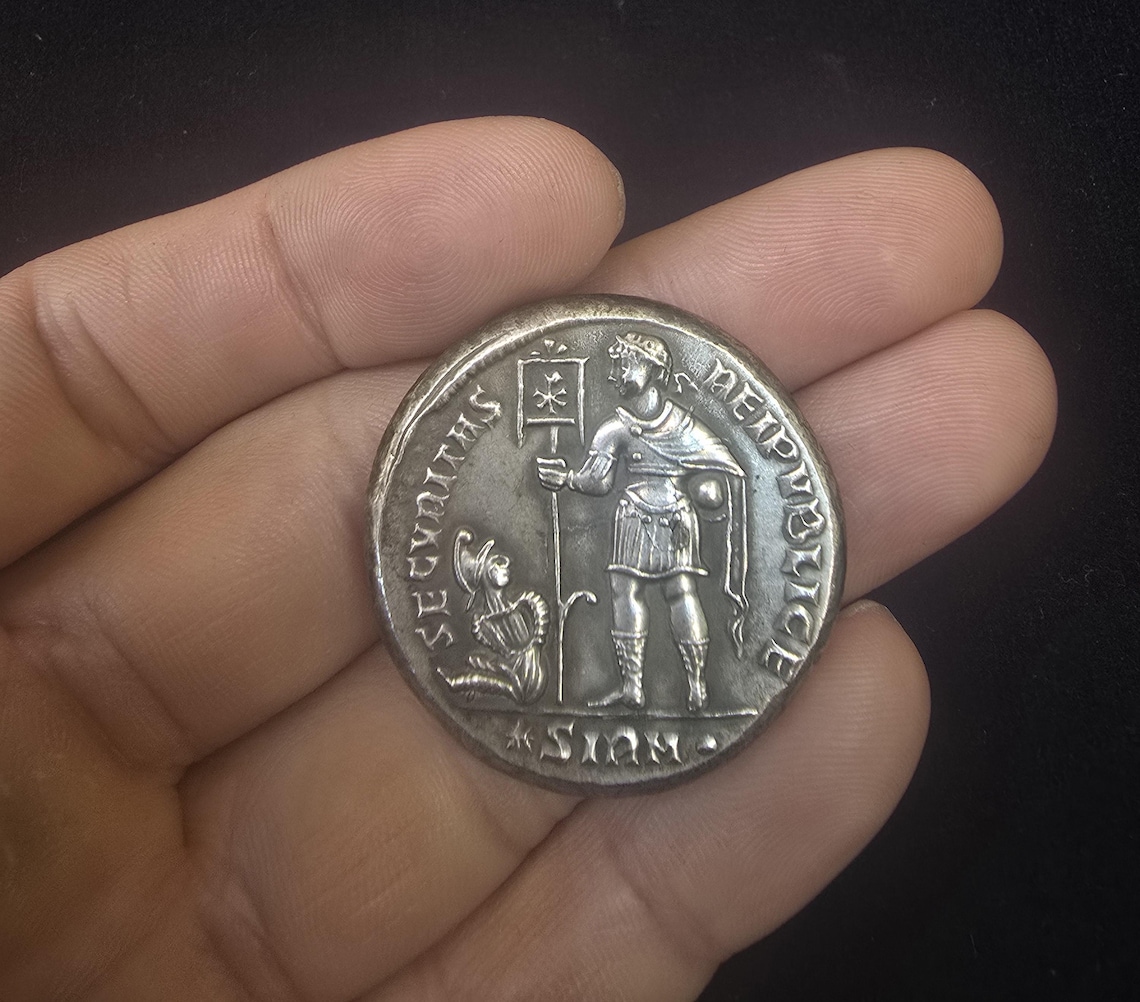 Редкая уникальная древняя цикра 15-го века Греческая империя подлинная серебряная королевская твердая антикварная монета 4 — изображение