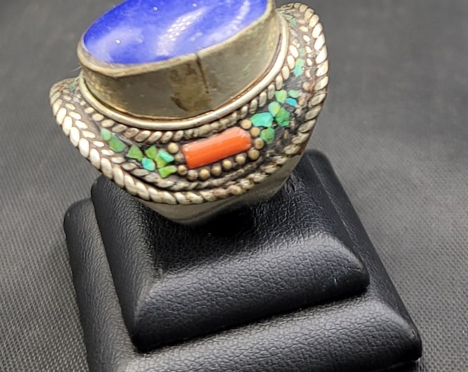 Afghanistan Lapis Lazuli Stone Late Medaval Tibeten Silver Ring