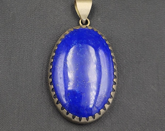 Vintage Beautiful Old Silver Afghanistan Pendant With Natural Lapis Lazuli Stone