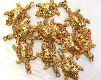 Wonderful Gold Plated Vintage Tibetan Turtle Pendant Amulet