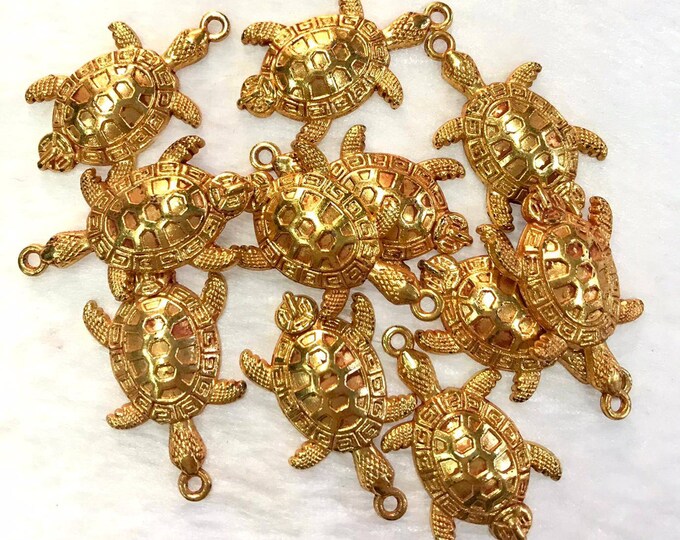 Wonderful Gold Plated Vintage Tibetan Turtle Pendant Amulet