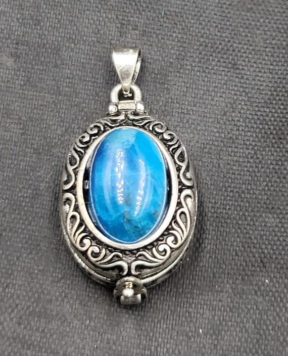 Sterling Vintage Silver Handmade Box Pendant With… - image 1
