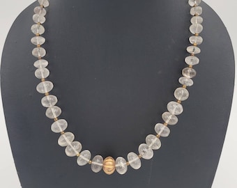 Ancient Clear Quartz Necklace with Gold Plated Beads