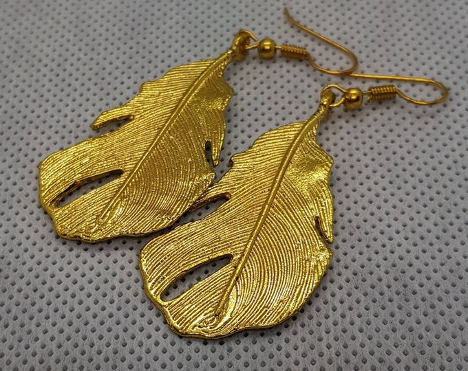 Silver Gold-plated Beautiful Leaf Shape Vintage Earings