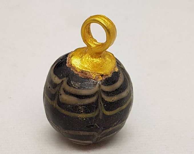 ANCIENT Gabree Stone Beautiful Egyptian Bead Pendant Gold Plated Amulet
