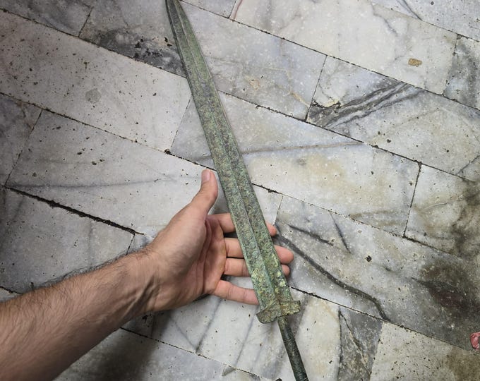 Museum Quality Antique Cicra 7th-12 Century Roman Empire Bronze Unique Found Sword/Knife