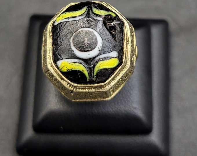 Ancient Mosaic Gabree Evil Eyes Powerful Protection Bronze Near Eastern Ring