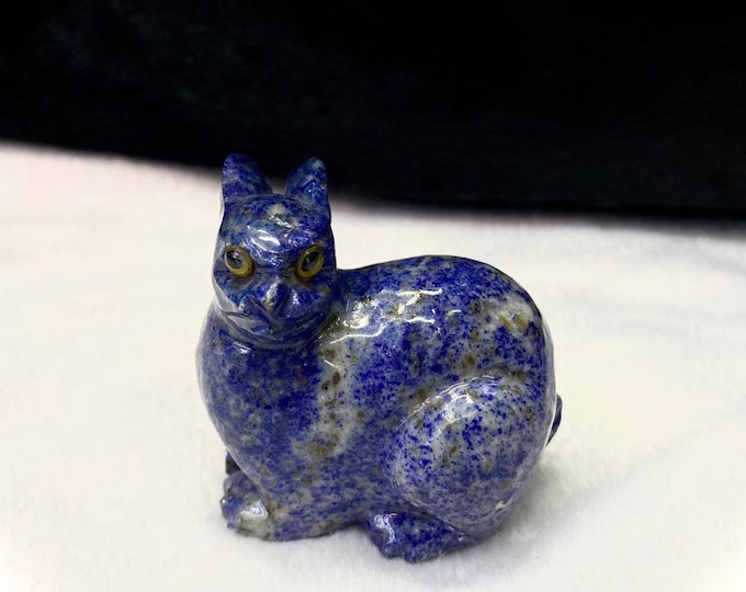 Vintage Beautiful Afghanistan Natural Lapis lazuli Handmade Carved Cat