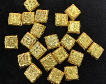 Vintage 20k Gold Over Silver Beads: Square Jewelry Spacers (15mm)
