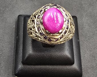 Vintage Handmade Authentic Silver Ring With Natural Star Ruby Stone