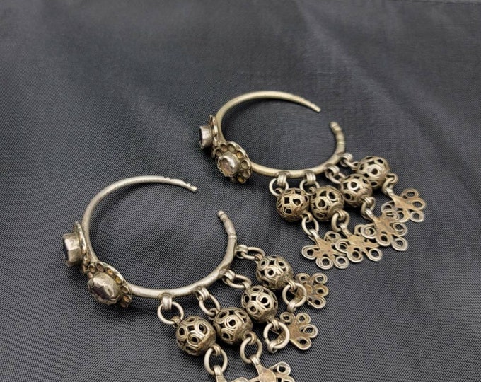 Huge Antique Tribal Authentic Beautiful Unique Old Rare Earrings