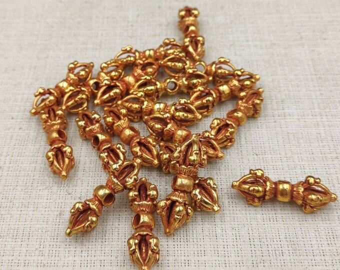 18k Gold Over Brass Wonderful Tibetan Dorje Beautiful Beads Pendant