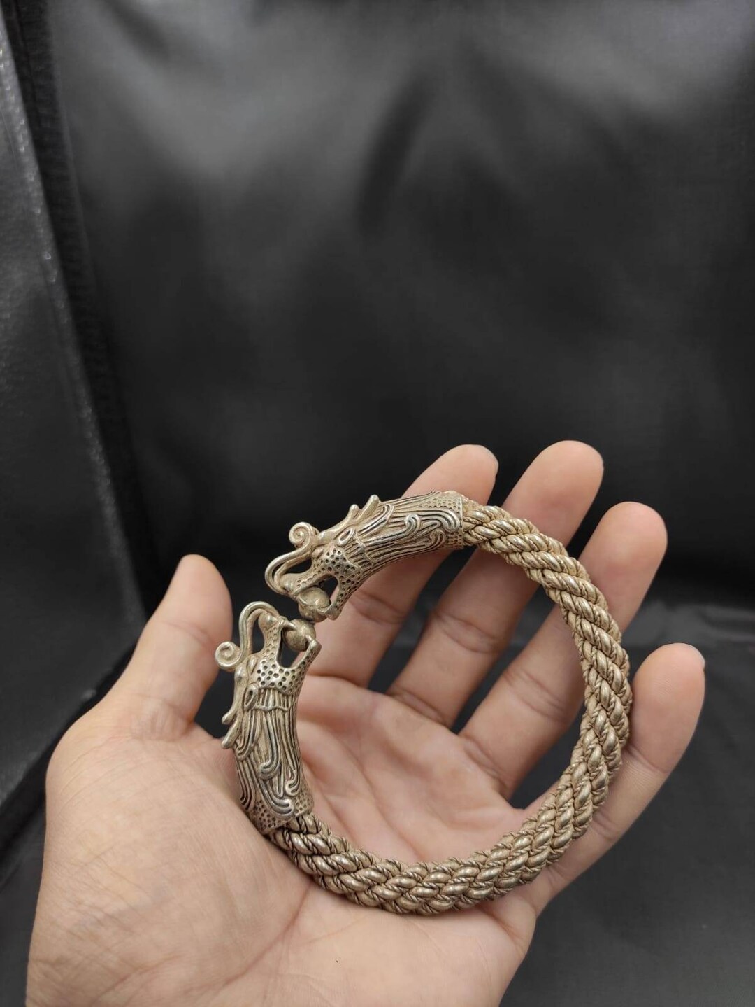 アクセサリー Tibet vintage- bangle Boho 925 Sterling Silver Vintage Tibetan Tibet Lion Head