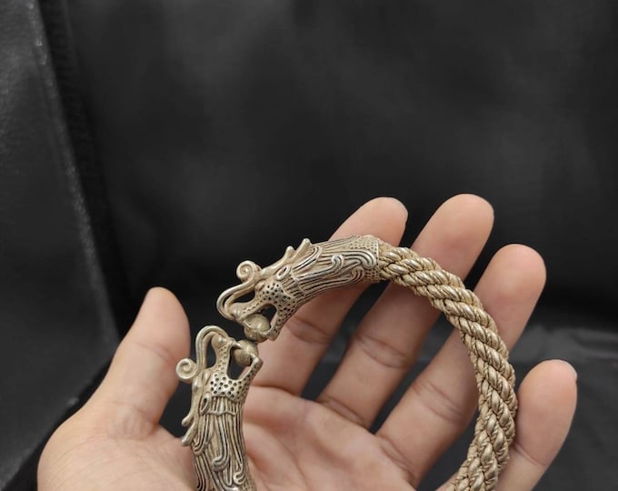 Unique Tibeten Silver Vintage Dragon Handmade Rare  Bangle