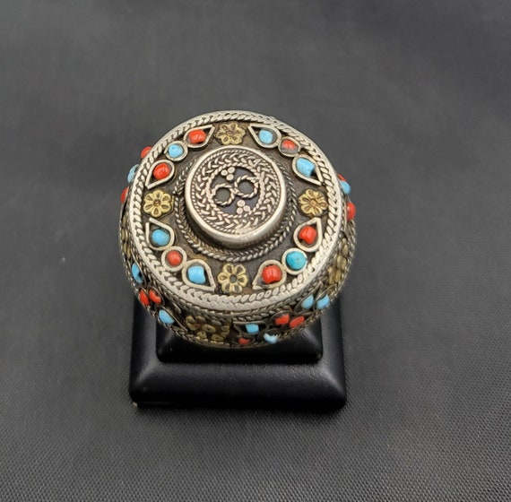 Gerogues Old Silver Huge Ring Yamodi Afghan Ring … - image 1