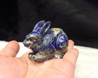 Beautiful Natural Lapis lazuli Stone Hand Carved Lovely Rabbit Afghanistan