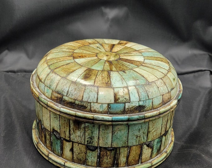 Beautiful Old Tibeten Natural Turquoise Stone Wood Box Turquoise Box Vintage Box