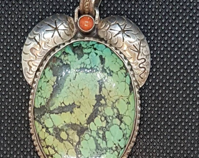 Natural Tibetan Old Turquoise Stone Silver  Beautiful Vintage Pendant