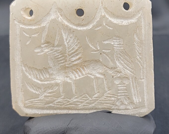 Rare Greeco Roman Bird And Wolf With Wing Intaglio Ancient Stone Pendant Amulet