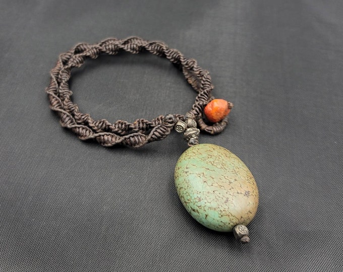 Vintage Beautiful Natural Turquoise Stone Made With Wax Wair Necklace