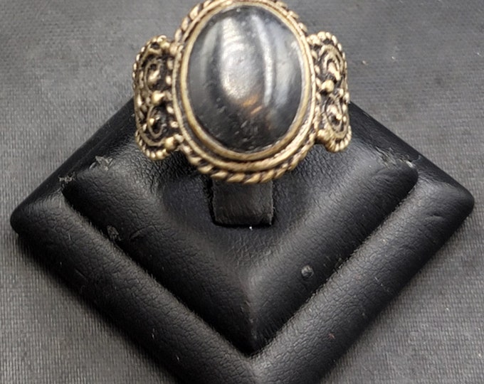 UNIQUE Silver Antique Ring With Black Agate Stone