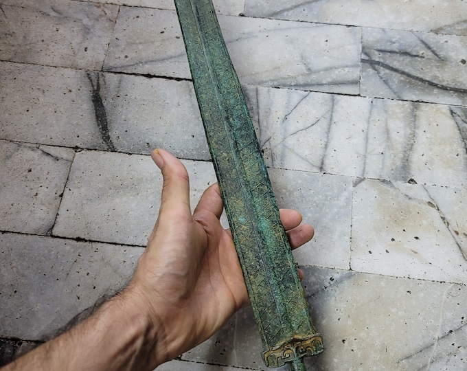 Museum Quality Antique Cicra 7th-12 Century Roman Empire Bronze Unique Found Sword/Knife