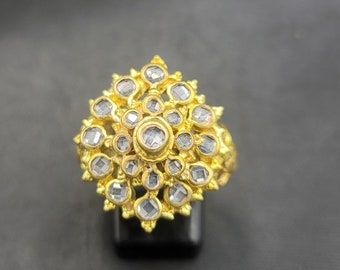Gold Plated Silver Ring Pyu Design Beautiful Handmade Ring With Natural Gemstones