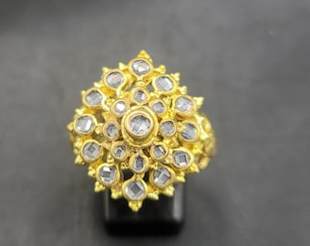 Gold Plated Silver Ring Pyu Design Beautiful Handmade Ring With Natural Gemstones