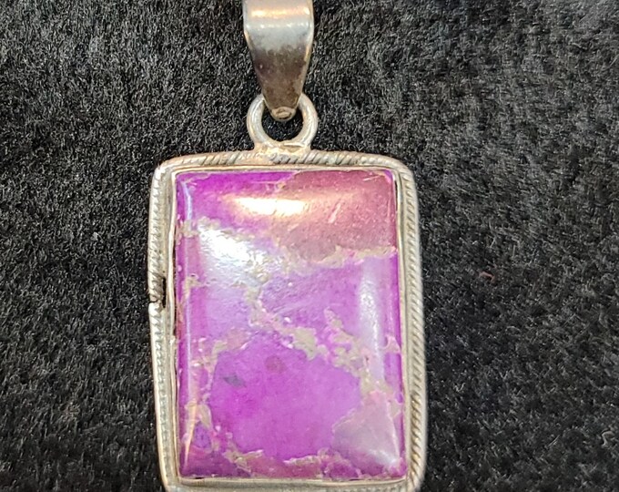 Beautiful Vintage Silver Near Eastern Natural Pink Ruby Stone Pendant Afghanistan
