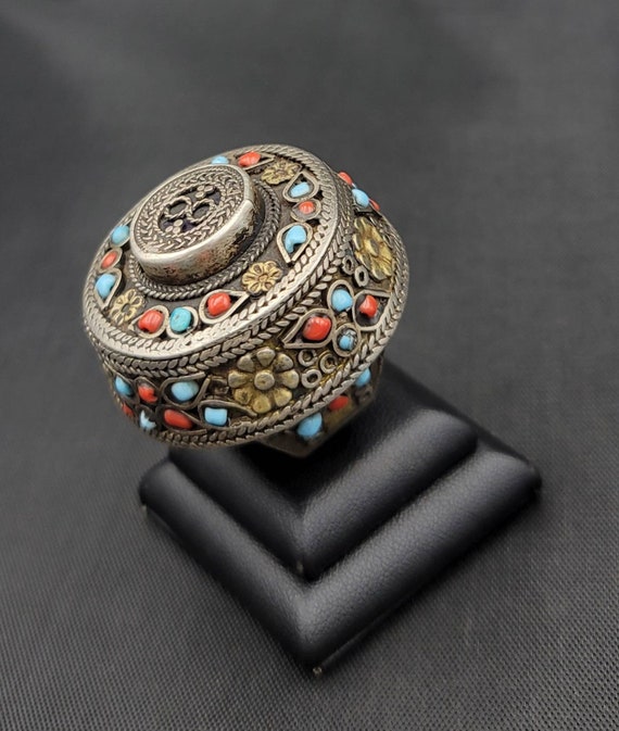 Gerogues Old Silver Huge Ring Yamodi Afghan Ring … - image 5