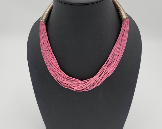 Vintage Beautiful Afghanistan Pink Howlite Stone Beads Silver Necklace