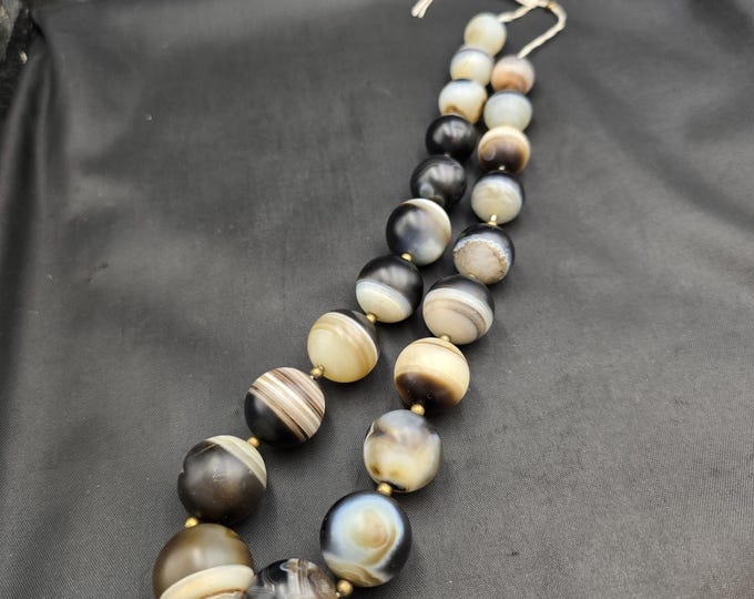 Ancient Old Agate Dzi Sulimani Round Beads Very Old Beads Yemani Necklace