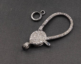 Vintage Victorian Sterling Silver Clasp Lock with Natural Diamond
