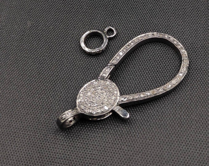 Vintage Victorian Beautiful Silver Clasp / Lock With Natural Tinny Daimond Saround