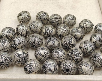 Vintage Old Silver Near Eastern Handmade Beads 20mm Jewelry Supplies  Making Necklace Bracelets Etc