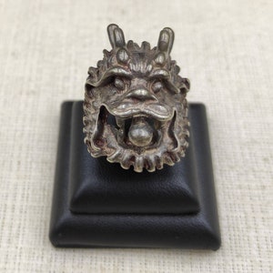 Vintage Tibeten Old Silver Tibeten Lucky Dragon Head Unique Ring