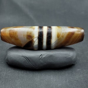 Tibet Indo Himalayan Nepalese Bhutan Prayer Mala Amulet Stripe Dzi Agate Bead
