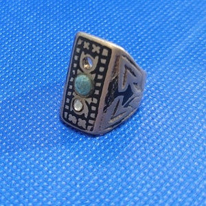 Very Old Antique Silver Enamel Art Afghan Early Near Eastern Silver Ring