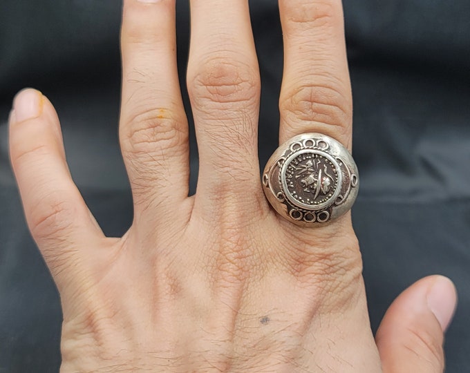 Authentic Silver Ring With Ancient Roman Greek Silver Antique Coin Unique Ring