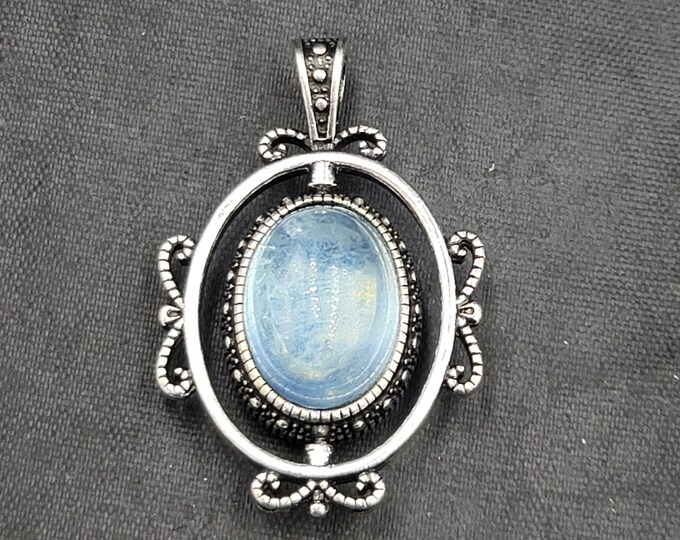 Sterling Vintage Silver Handmade Pendant With Natural Aquamarine Stone Necklace Pendant