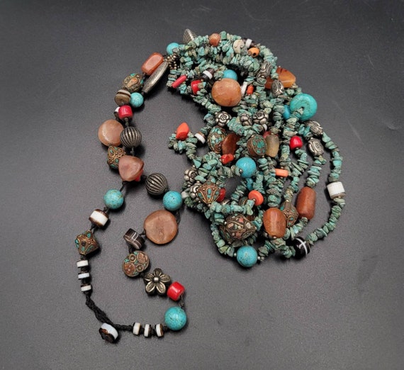 Vintage Beautiful Natural Tibetan Old Turquoise C… - image 6