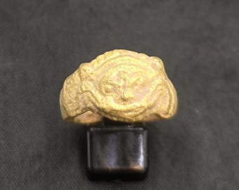 Ancient Gold On Silver Greek Ring, Size 8
