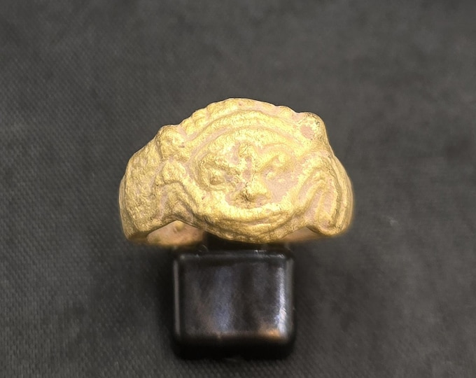 Ancient Gold On Silver Greek Ring, Size 8