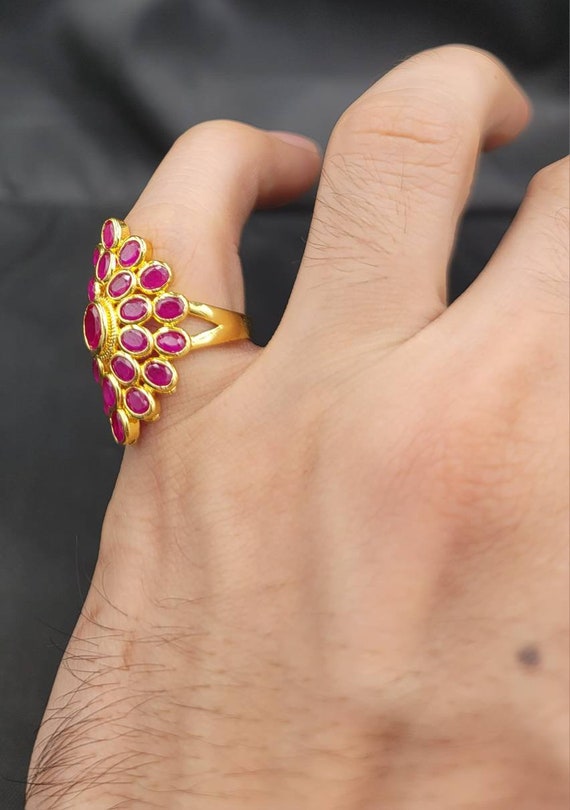 20k Gold Over Silver Ring Beautiful Natural Red R… - image 7