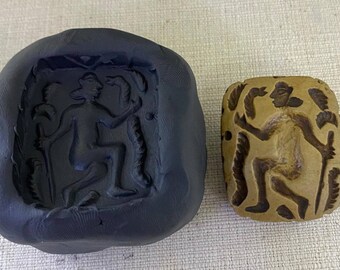 Rare Roman Warrior King Intaglio Stone Seal Stamp: Antique Handmade Signet