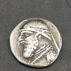 Ancient Greek Silver Coin: King Portrait, Antique Collectible